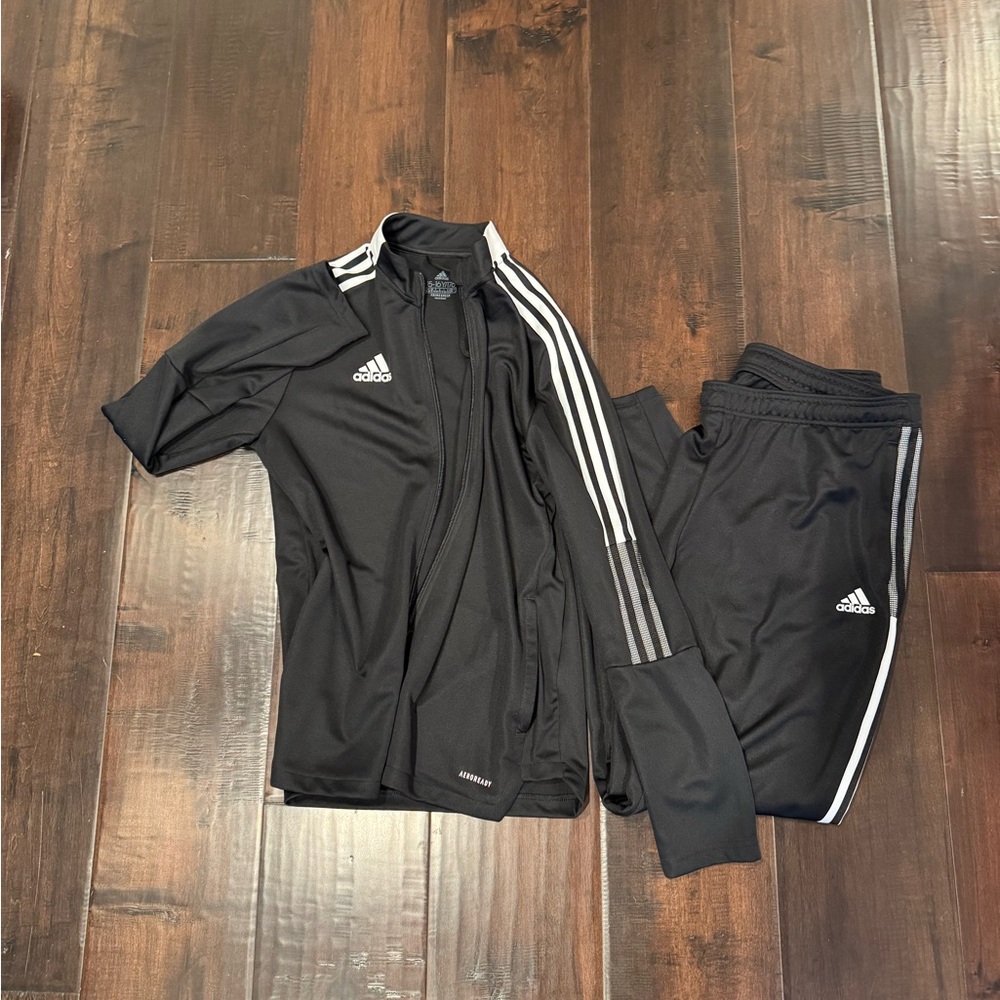 Adidas Black Tracksuit with White Accents